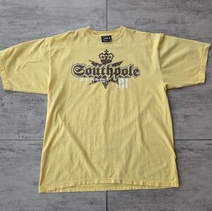 Vintage Y2K South Pole Authentic Collection Spellout Yellow Crest Graphic T XL